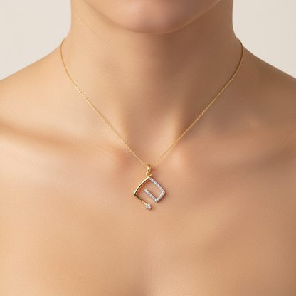Open Frame Stone Highlighted Designer diamond gold pendant