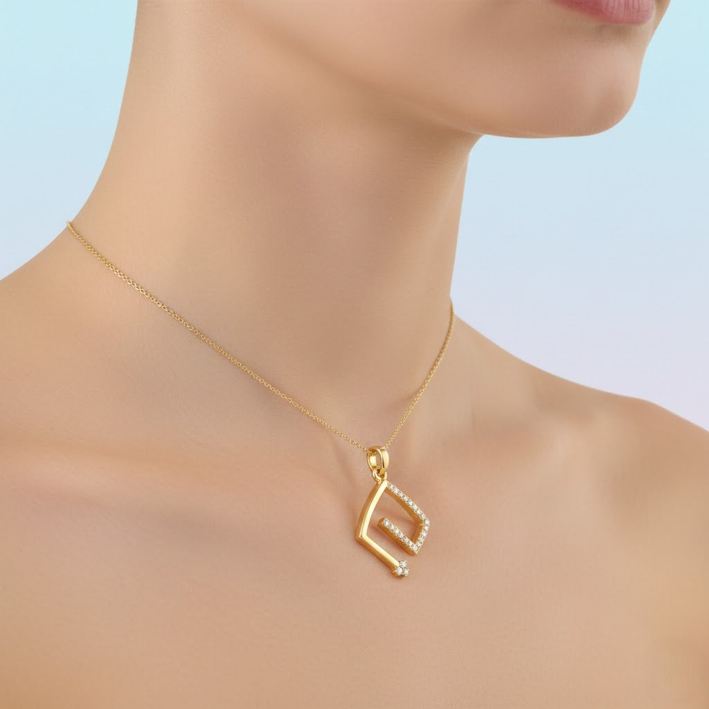 Open Frame Stone Highlighted Designer diamond gold pendant