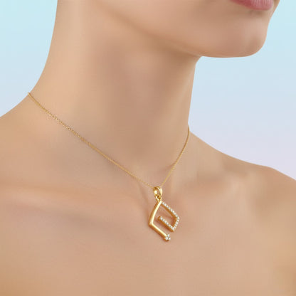 Open Frame Stone Highlighted Designer diamond gold pendant