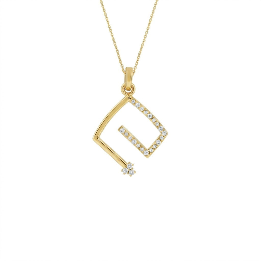 Open Frame Stone Highlighted Designer diamond gold pendant
