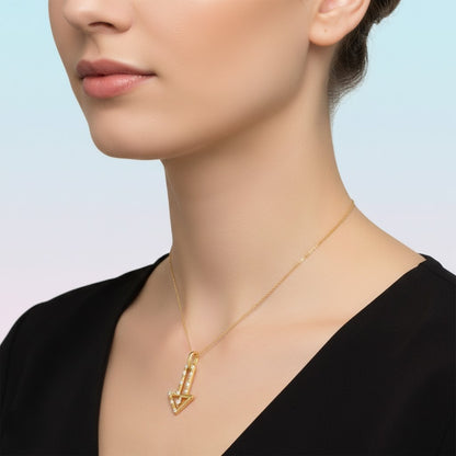 Modern Geometric Linear Accent Designer diamond gold pendant