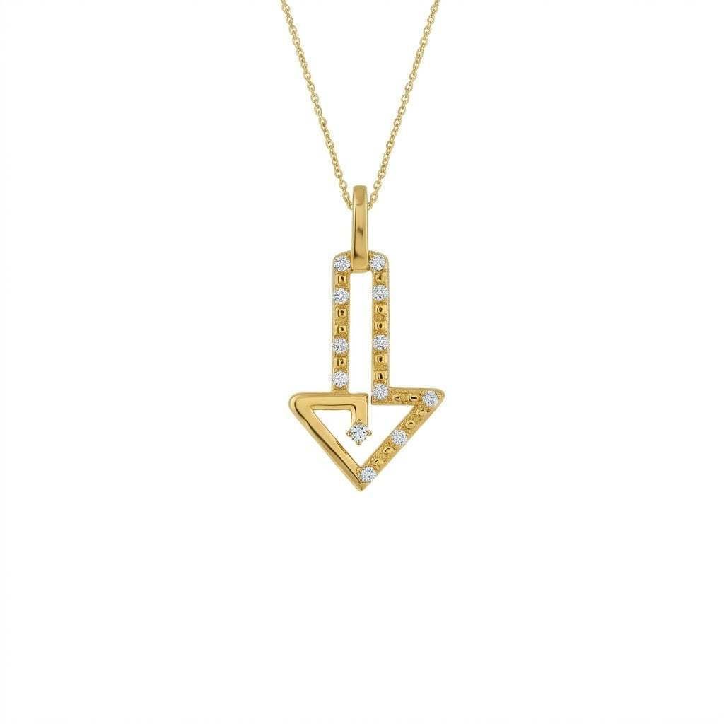 Modern Geometric Linear Accent Designer diamond gold pendant