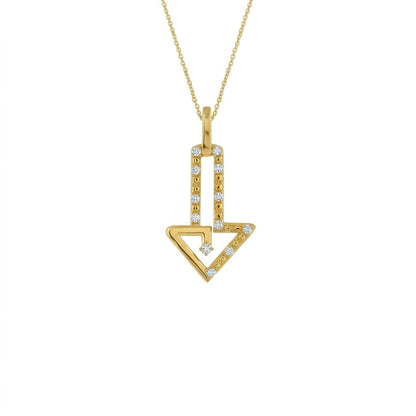 Modern Geometric Linear Accent Designer diamond gold pendant