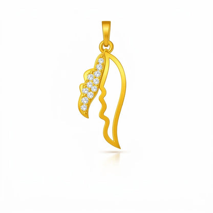 Elegant Gold Feather Diamond Pendant