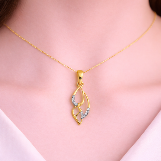 Elegant Intertwined Teardrop Sparkle Accent Diamond Gold Pendant