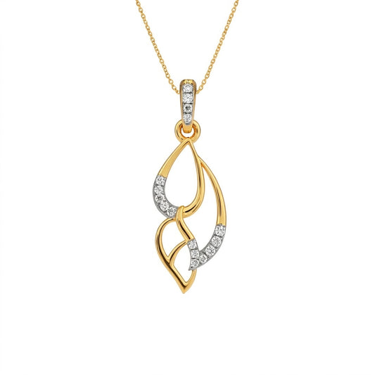 Elegant Intertwined Teardrop Sparkle Accent Diamond Gold Pendant