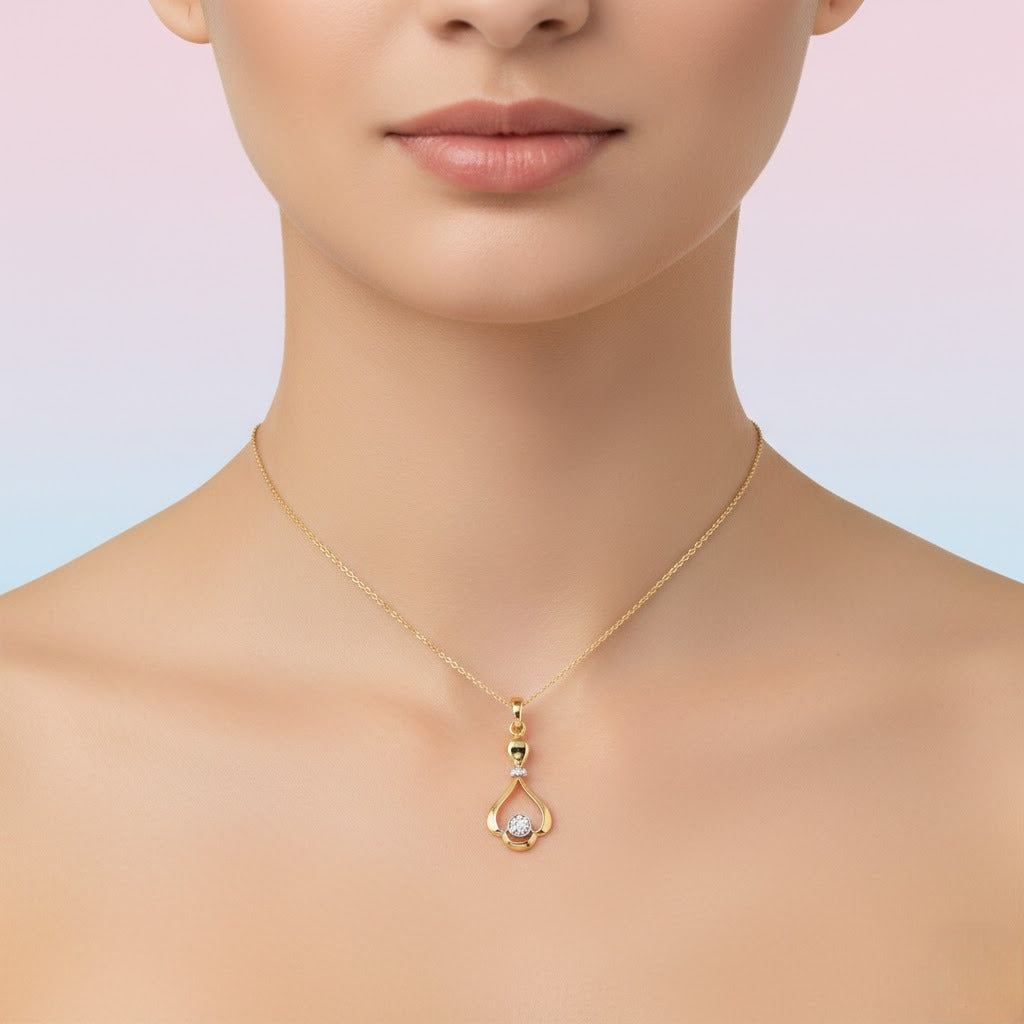 Elegant Drop Motif diamond gold pendant