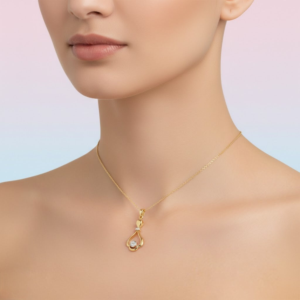 Elegant Drop Motif diamond gold pendant
