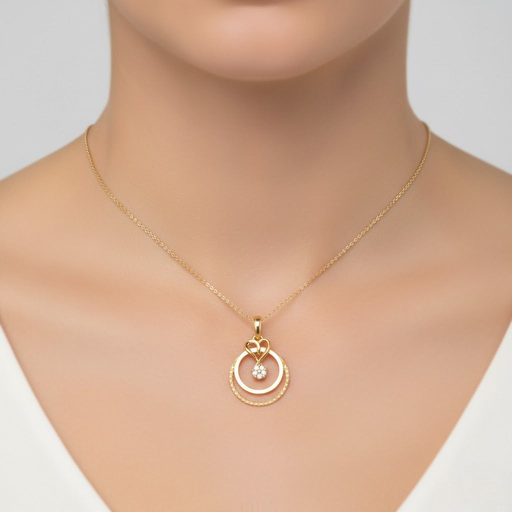 Radiant Heart Halo Diamond Gold Pendant