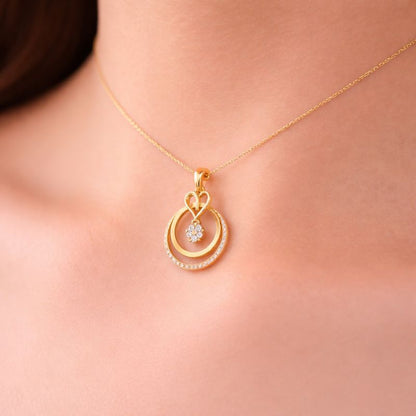 Radiant Heart Halo Diamond Gold Pendant