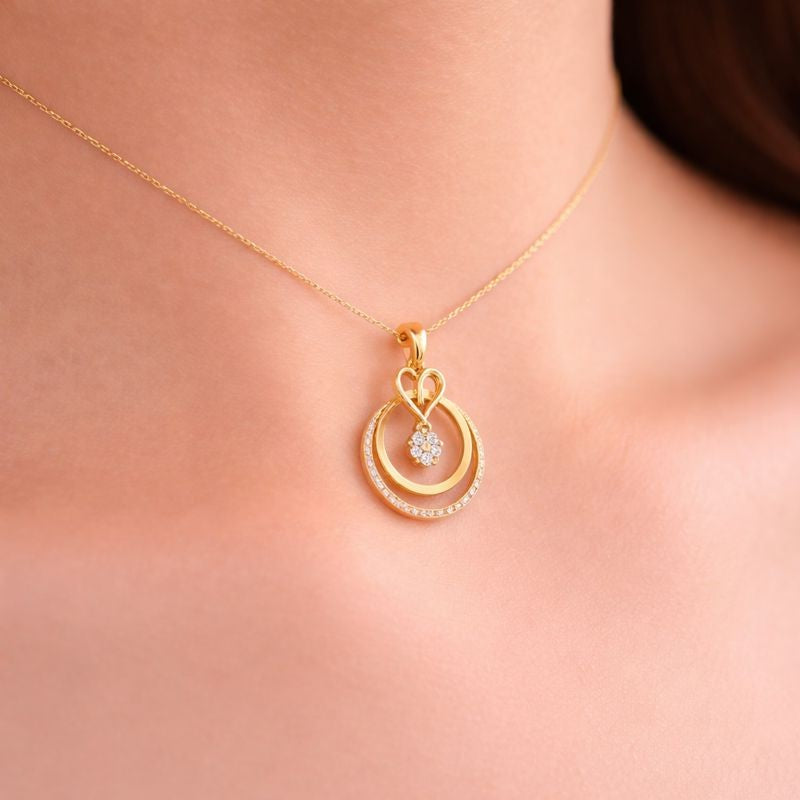 Radiant Heart Halo Diamond Gold Pendant
