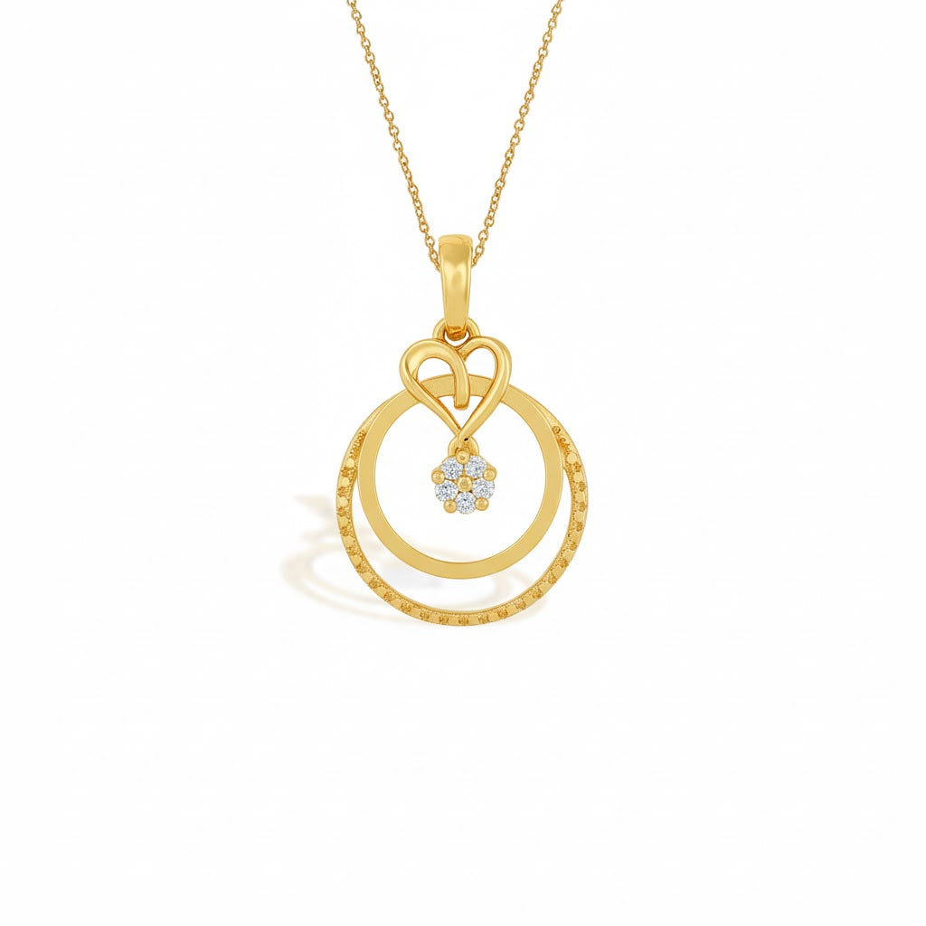 Radiant Heart Halo Diamond Gold Pendant