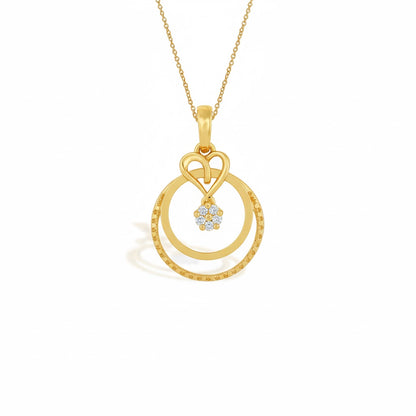 Radiant Heart Halo Diamond Gold Pendant