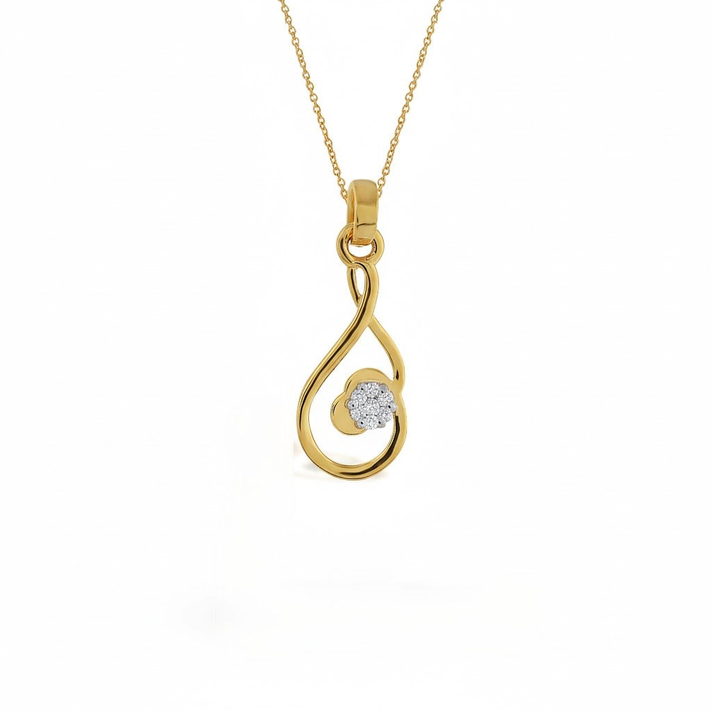 Graceful Swirl Bloom Diamond Gold Pendant