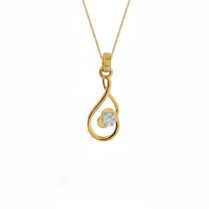 Graceful Swirl Bloom Diamond Gold Pendant