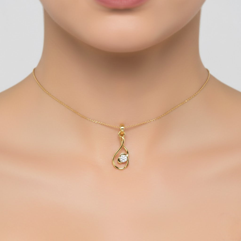 Graceful Swirl Bloom Diamond Gold Pendant