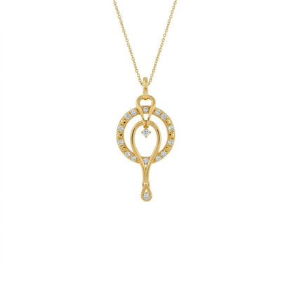 Elegant Loop Motif Stone Accented diamond gold pendant