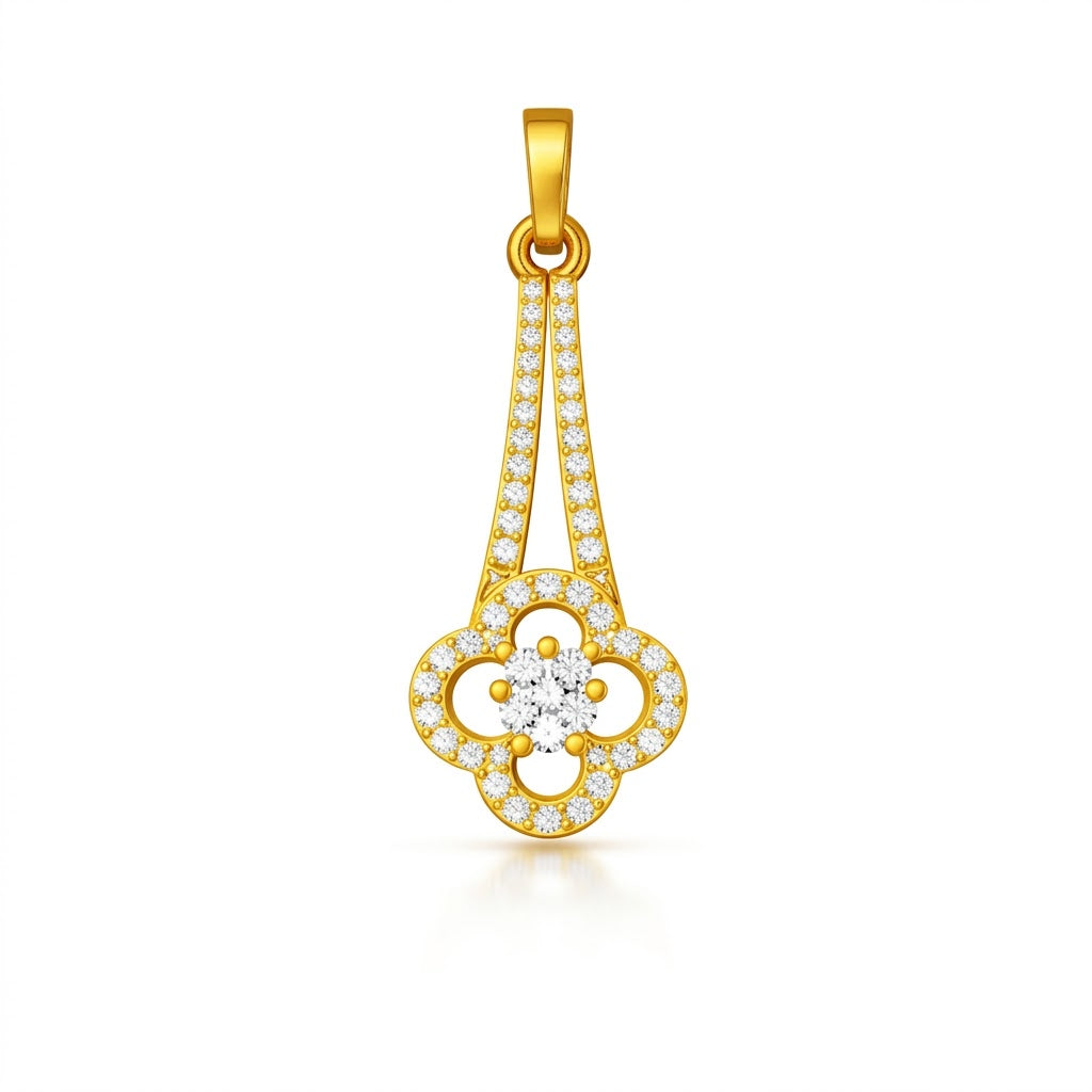 Floral Gold Diamond Drop Pendant
