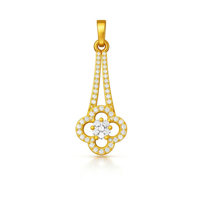 Floral Gold Diamond Drop Pendant