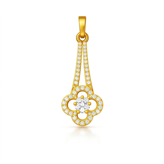 Floral Gold Diamond Drop Pendant