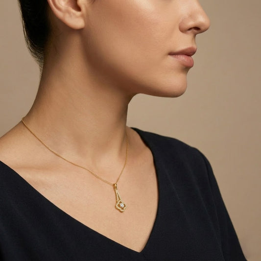 Floral Gold Diamond Drop Pendant