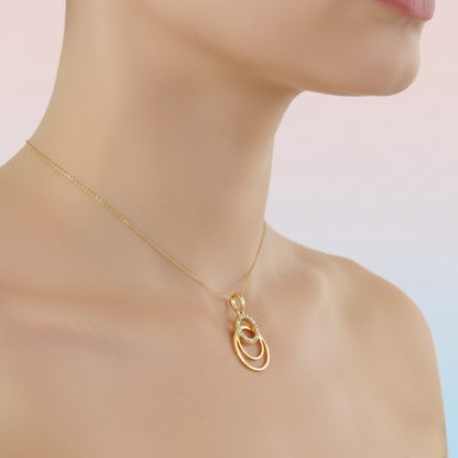 Layered Ring Stone Design diamond gold pendant