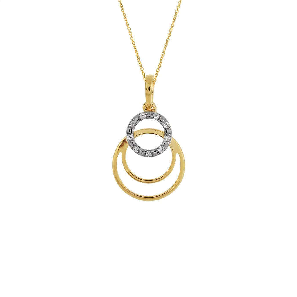 Layered Ring Stone Design diamond gold pendant