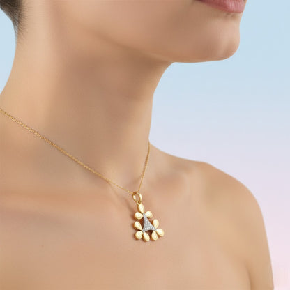 Geometric Floral Cluster Designer diamond gold pendant