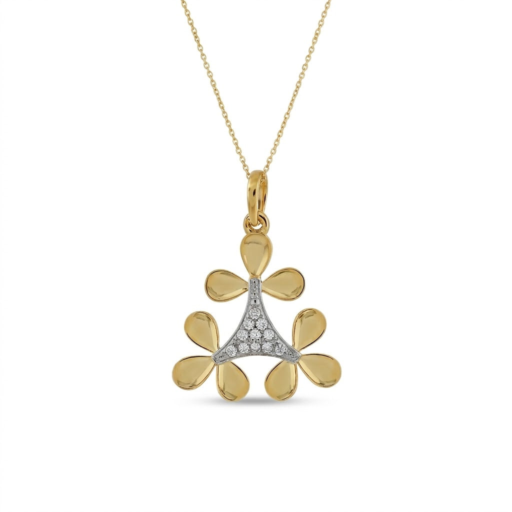 Geometric Floral Cluster Designer diamond gold pendant