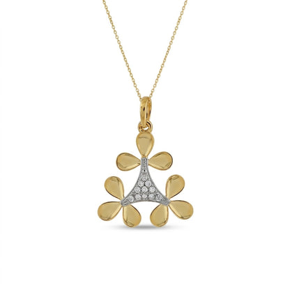 Geometric Floral Cluster Designer diamond gold pendant