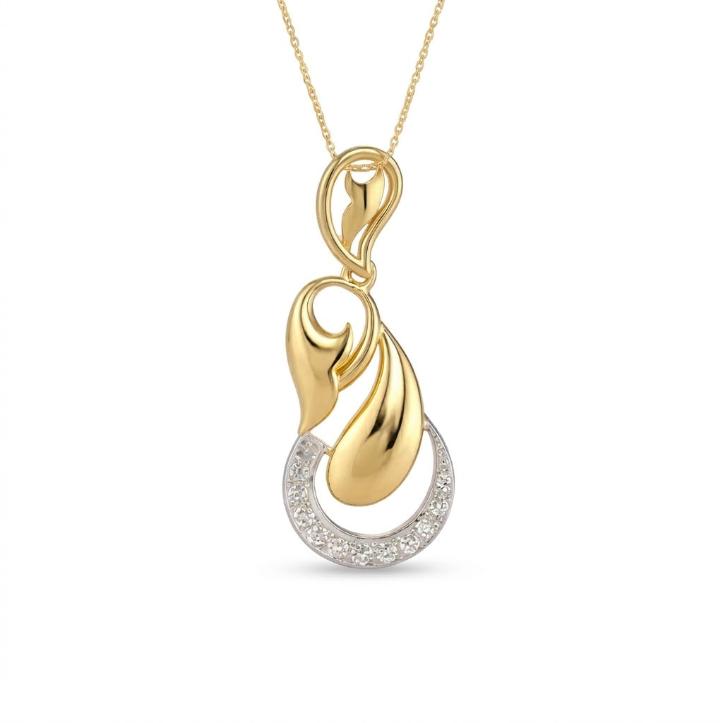 Graceful Infinity Drop Curve Accent Diamond Gold Pendant