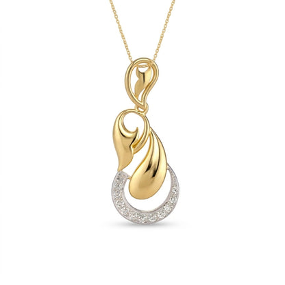 Graceful Infinity Drop Curve Accent Diamond Gold Pendant