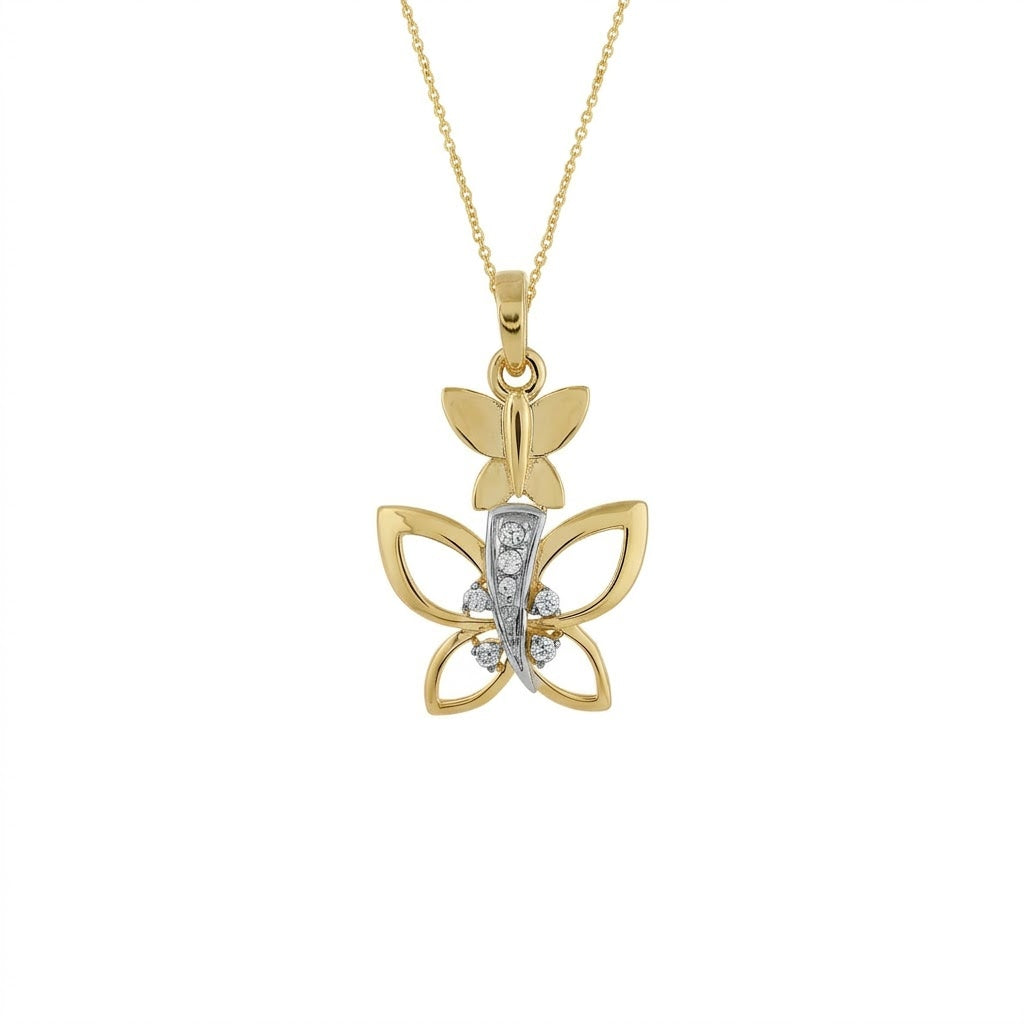 Floral Butterfly Inspired Designer diamond gold pendant