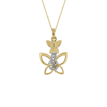Floral Butterfly Inspired Designer diamond gold pendant