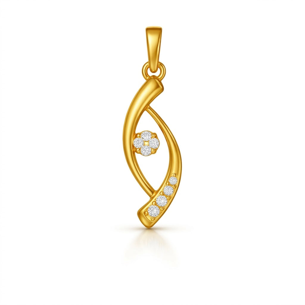 Elegant Gold Curve Diamond Pendant