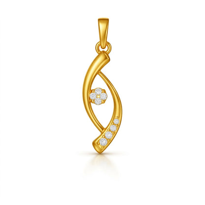 Elegant Gold Curve Diamond Pendant