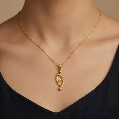 Elegant Gold Curve Diamond Pendant