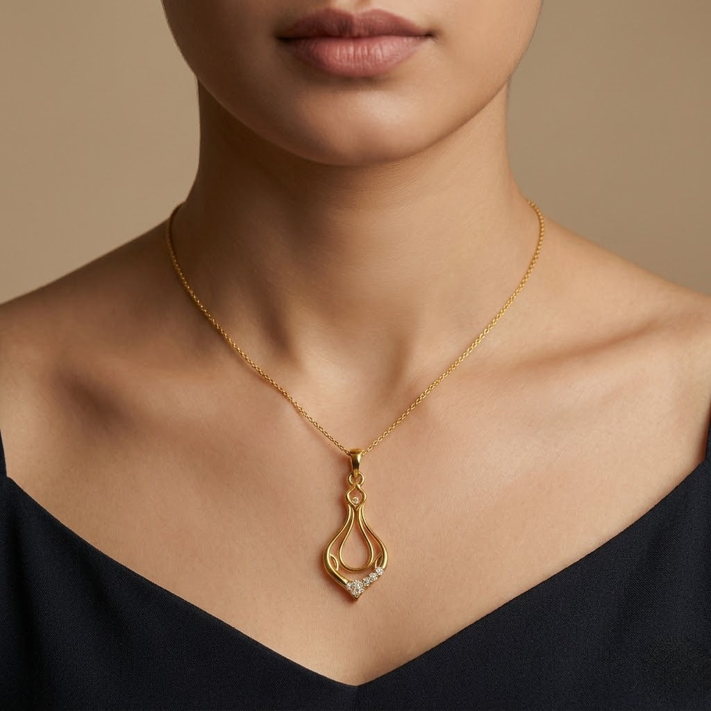 Graceful Gold Loop Diamond Pendant