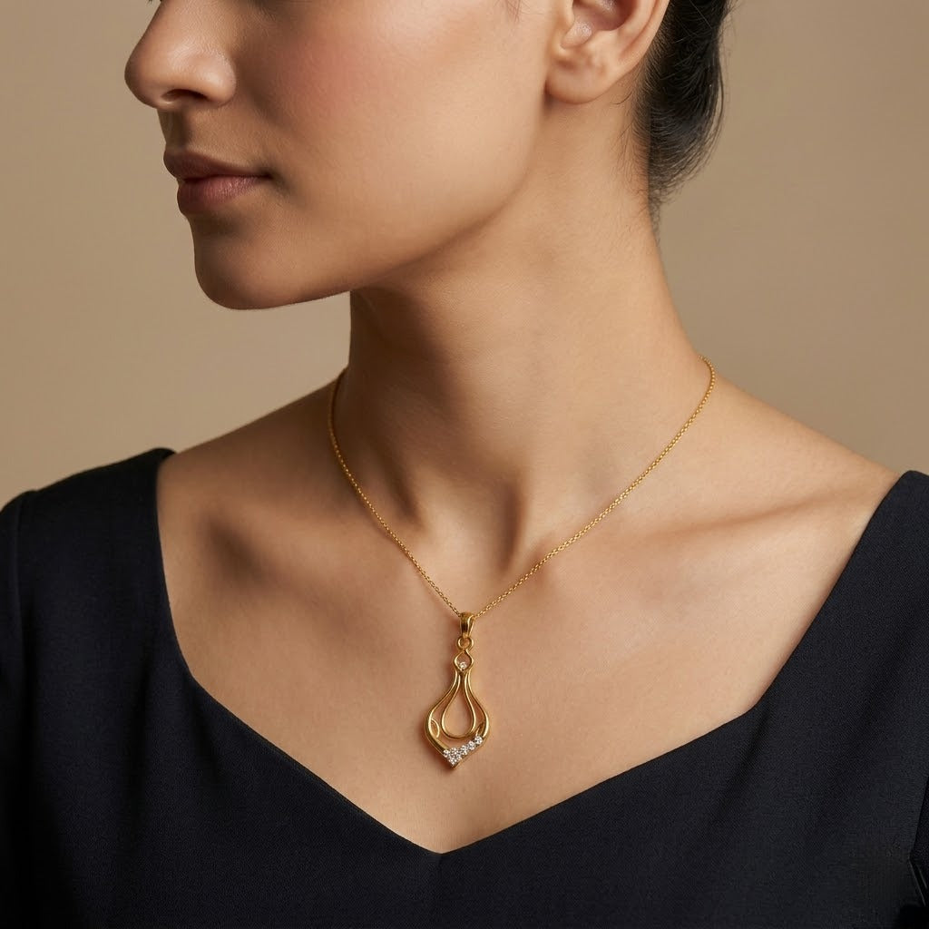 Graceful Gold Loop Diamond Pendant