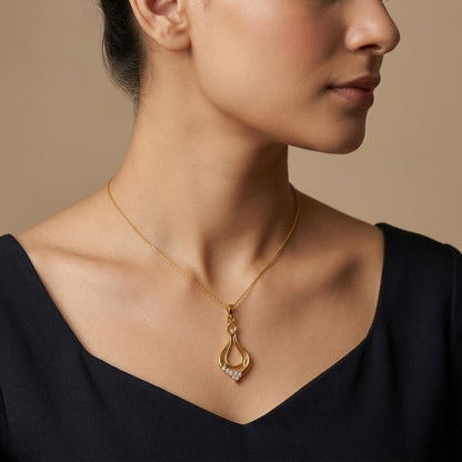 Graceful Gold Loop Diamond Pendant