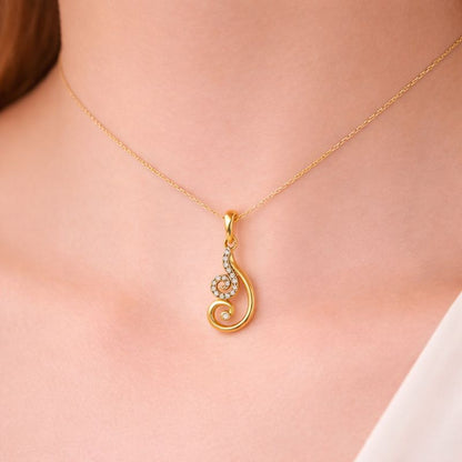 Graceful Spiral Curve Diamond Gold Pendant