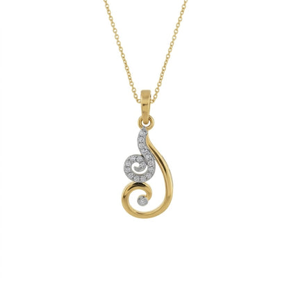 Graceful Spiral Curve Diamond Gold Pendant
