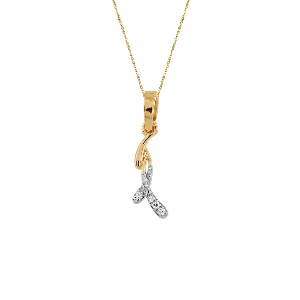 Elegant Twisted Drop Sparkle Accent Diamond Gold Pendant