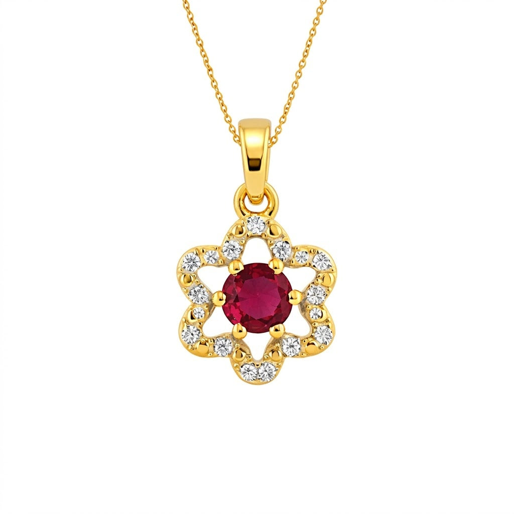 Elegant Floral Openwork Sparkle Design Diamond Gold Pendant
