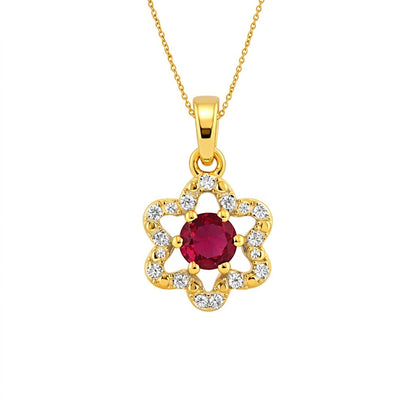 Elegant Floral Openwork Sparkle Design Diamond Gold Pendant
