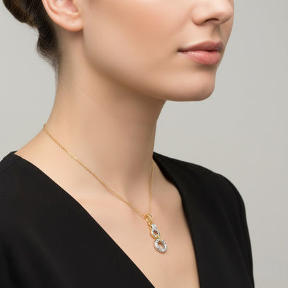 Linked Dual Circle Diamond Gold Pendant