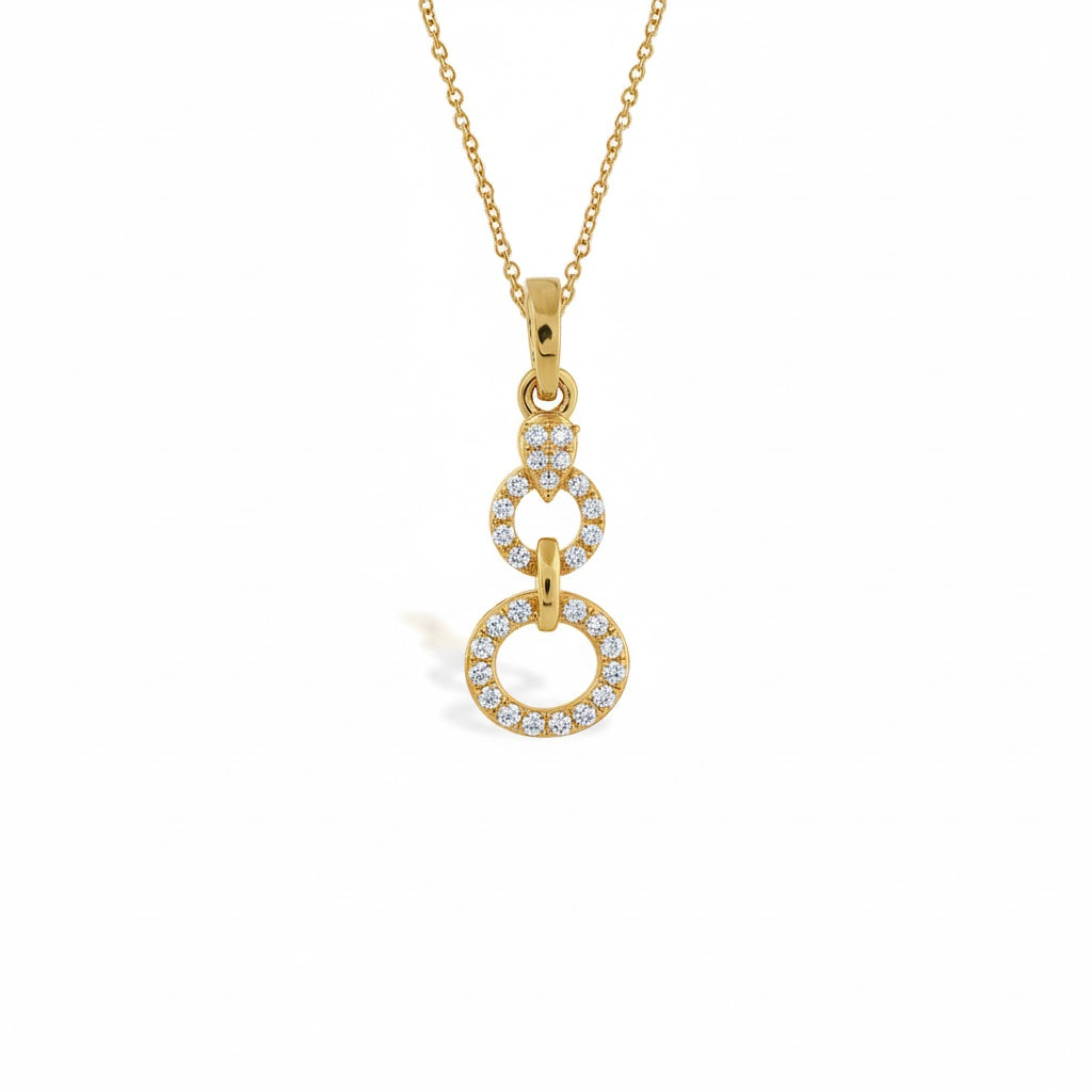 Linked Dual Circle Diamond Gold Pendant