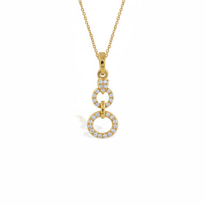 Linked Dual Circle Diamond Gold Pendant