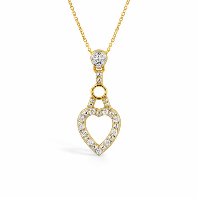 Dainty Hanging Heart Diamond Gold Pendant