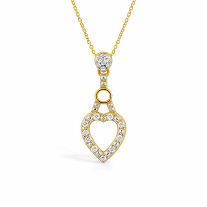 Dainty Hanging Heart Diamond Gold Pendant